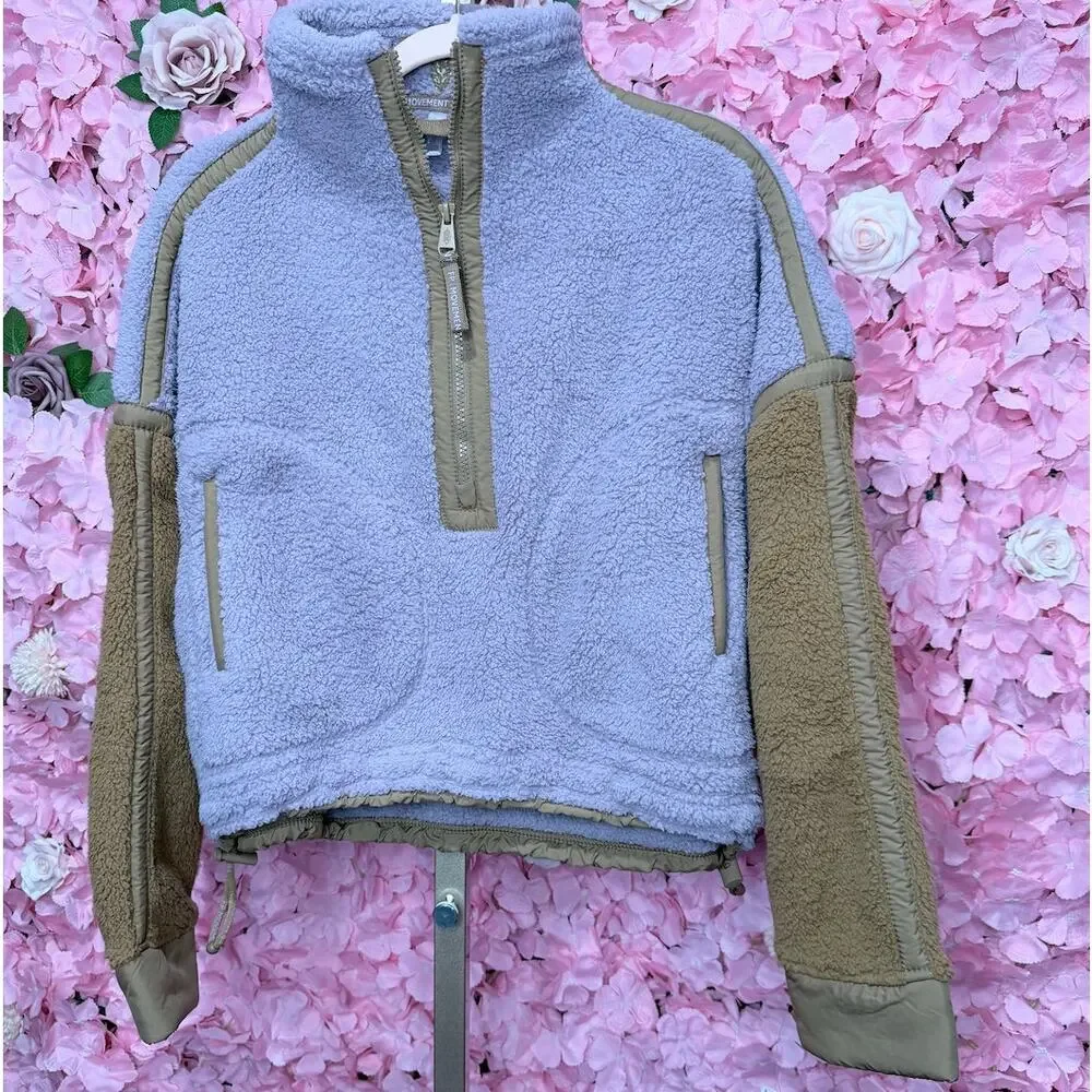 FREE PEOPLE Mountain High Logo Half Zip Fleece XS NWT